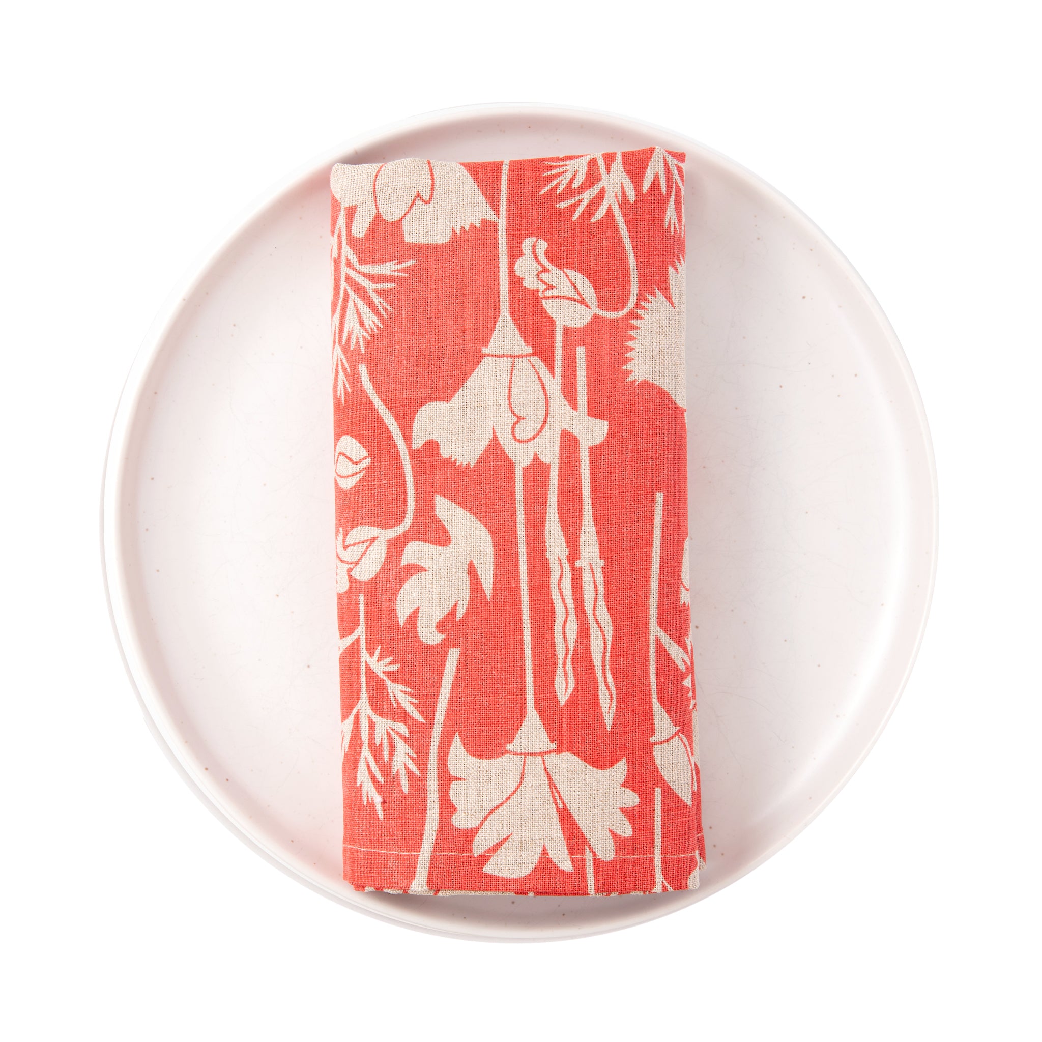 Poppies Linen Napkins in Tomato Soup on Natural