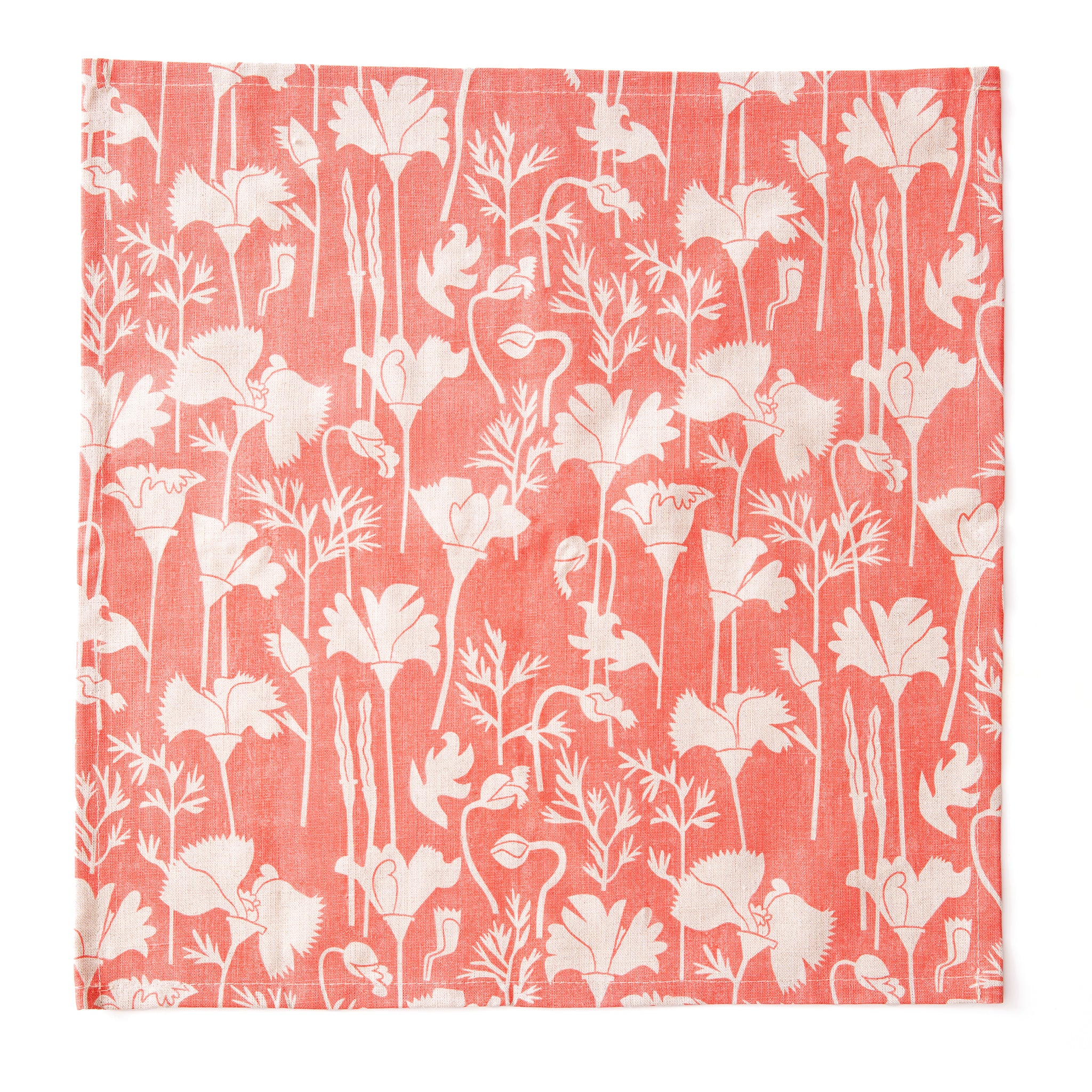 Poppies Linen Napkins in Tomato Soup on Natural