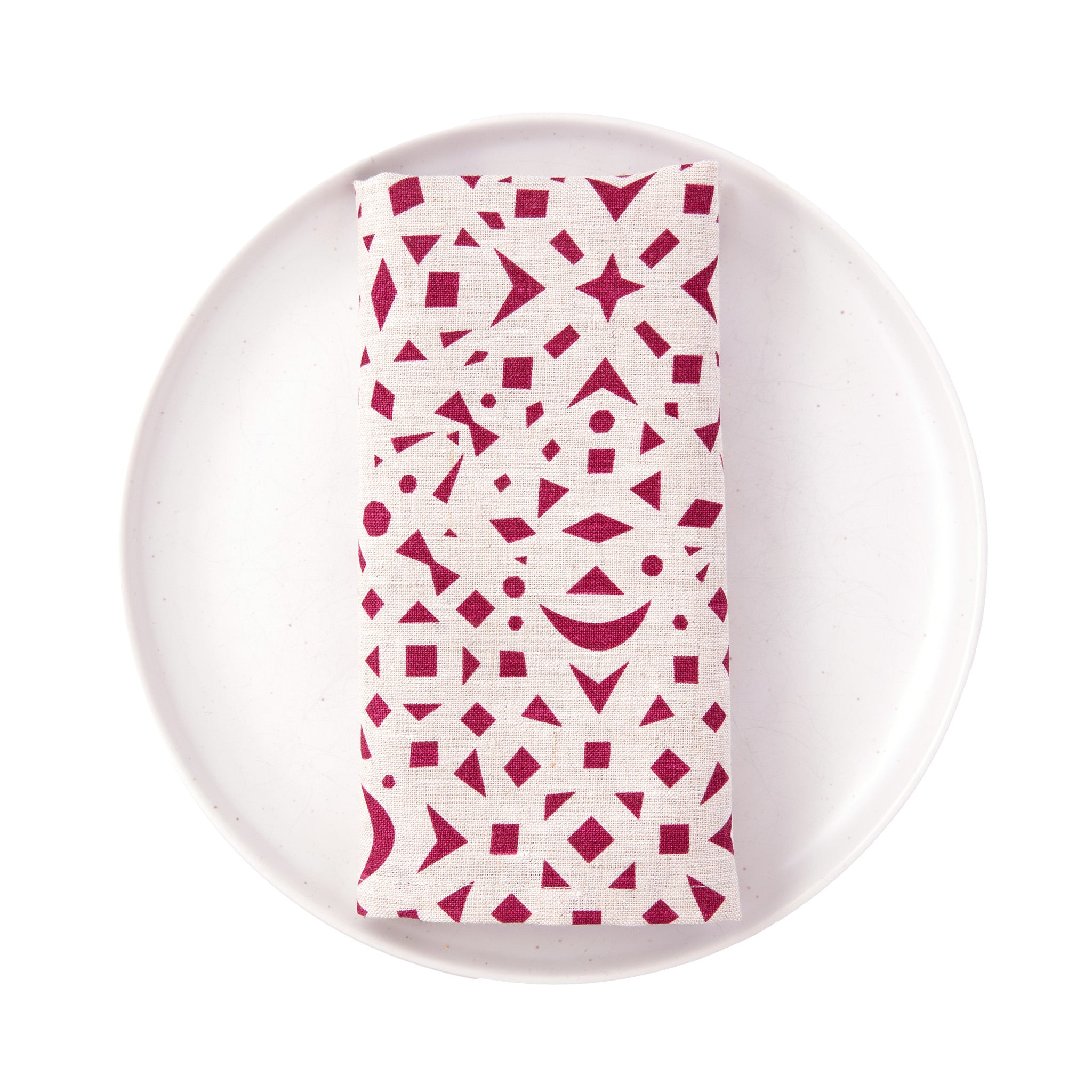 Snowflakes Screen Printed 100% Linen Napkins in Carmine Red