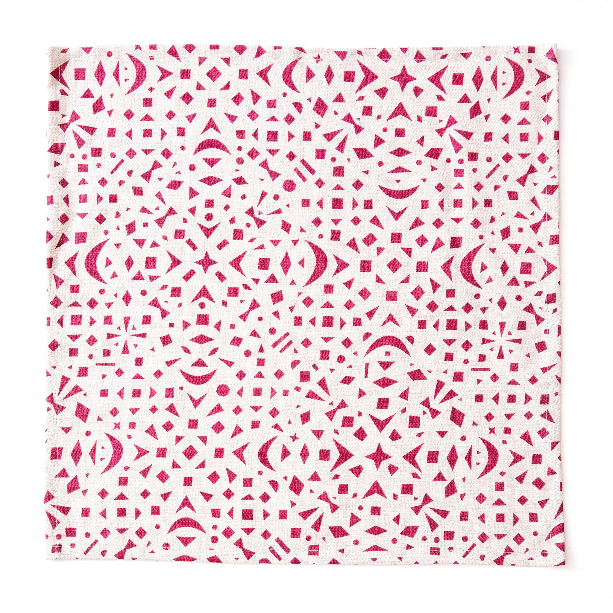 Snowflakes Screen Printed 100% Linen Napkins in Carmine Red