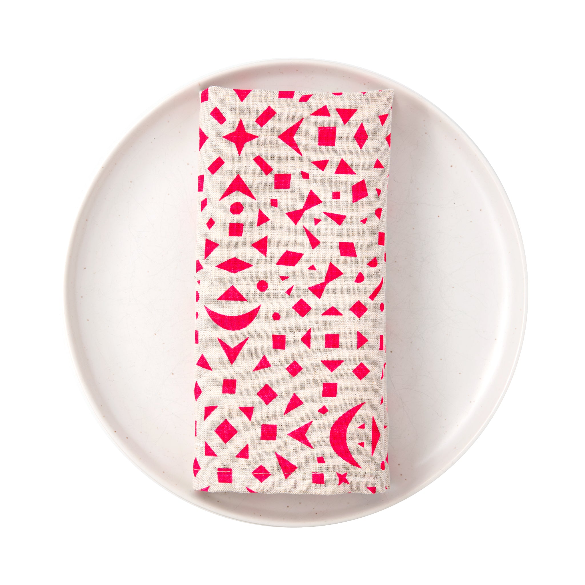 Neon Pink Snowflakes All-Linen Napkins