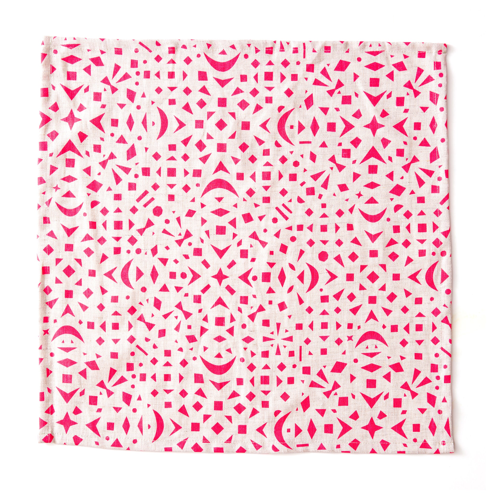 Neon Pink Snowflakes All-Linen Napkins