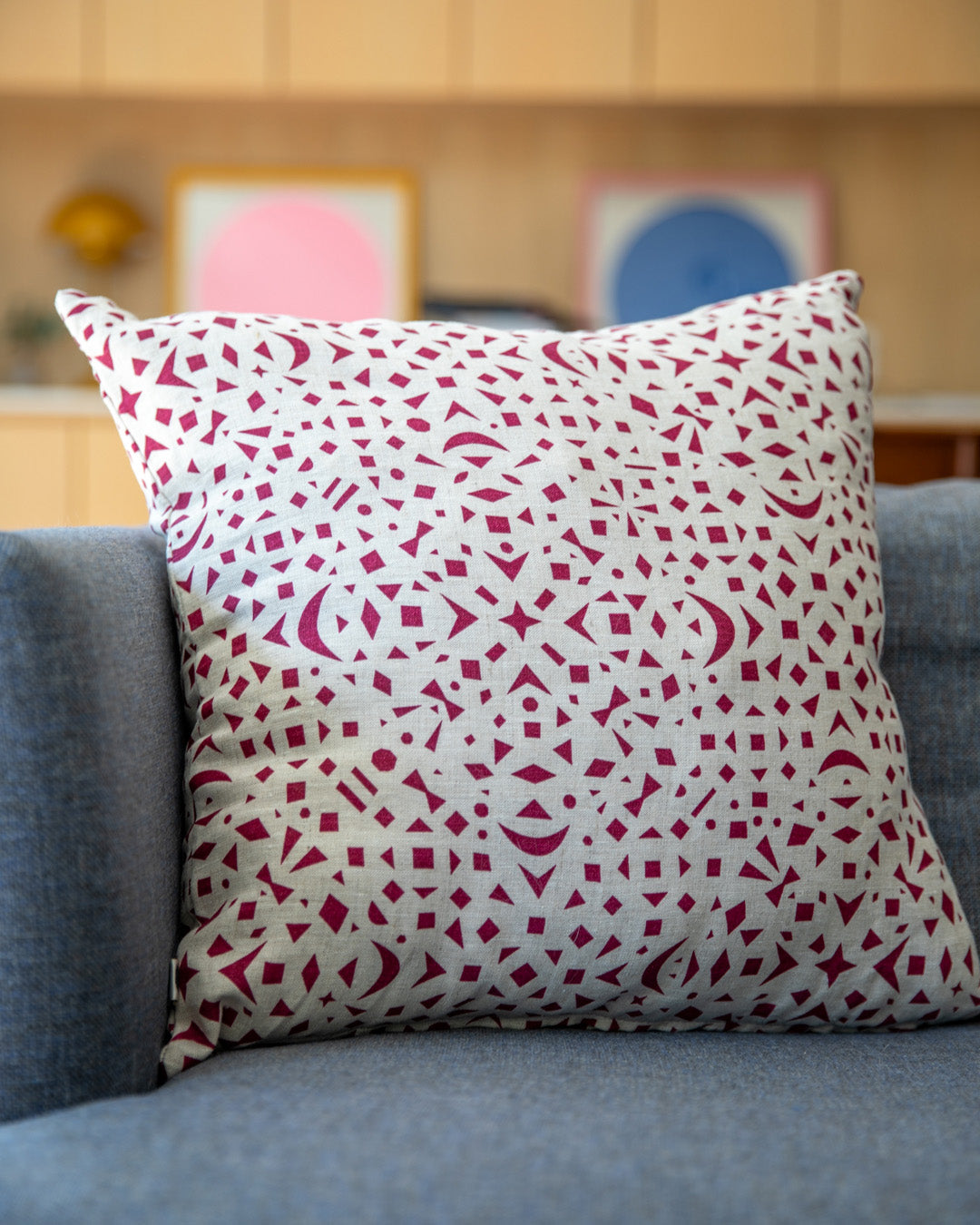 Burgundy Snowflakes 100% Linen Pillow Cover