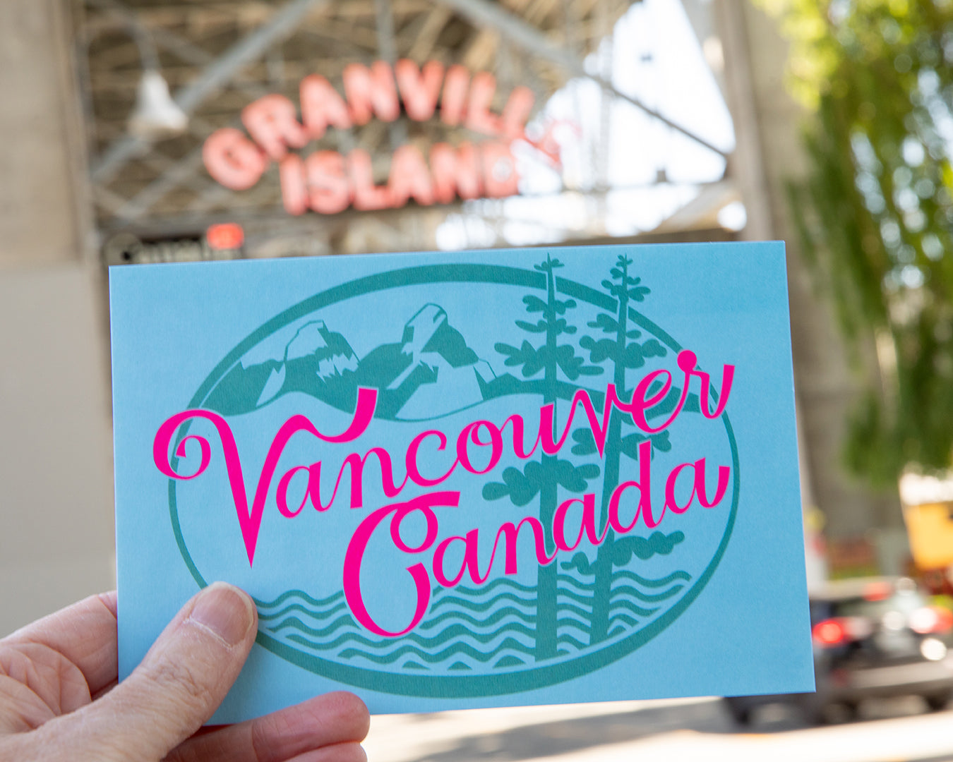 Postcard - Vancouver, Canada in Neon Pink and Turquoise