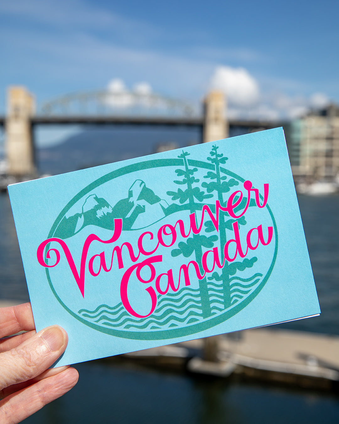 Postcard - Vancouver, Canada in Neon Pink and Turquoise