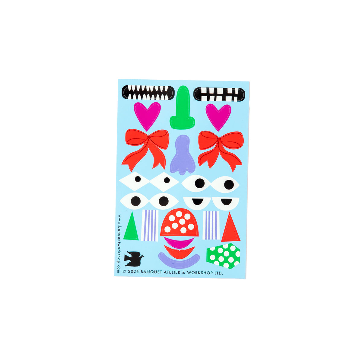 Magic Faces and Bows Sticker Sheet