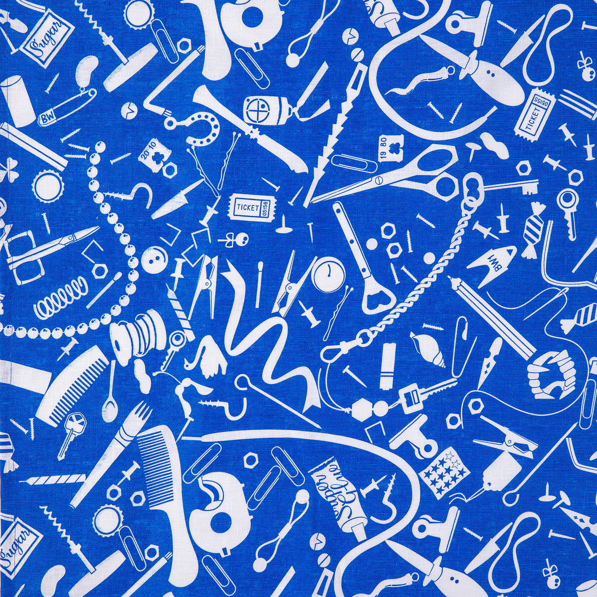 Electric Blue Junk Drawer 100% Linen Tea Towel