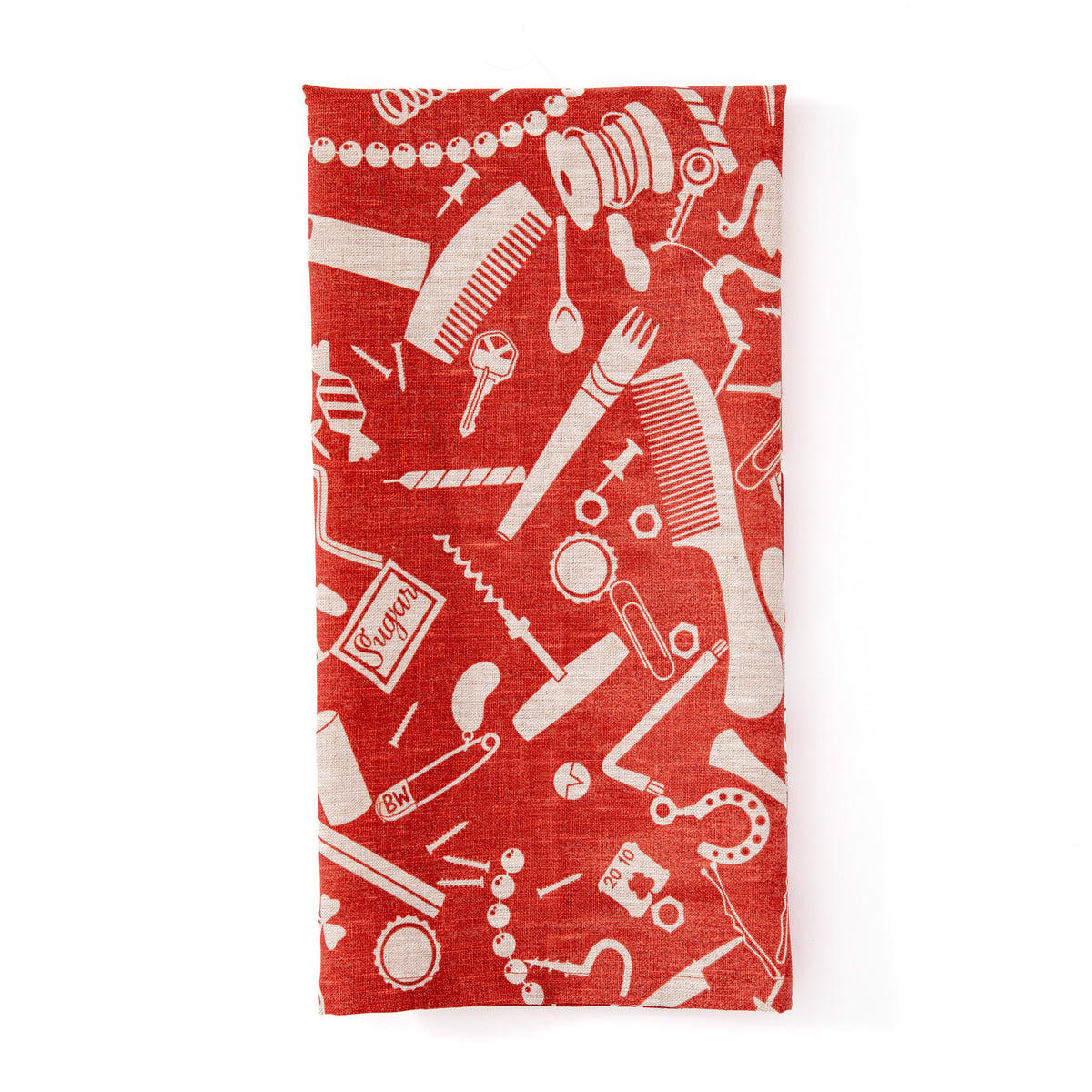Rust "Junk Drawer" Screen Printed Tea Towel