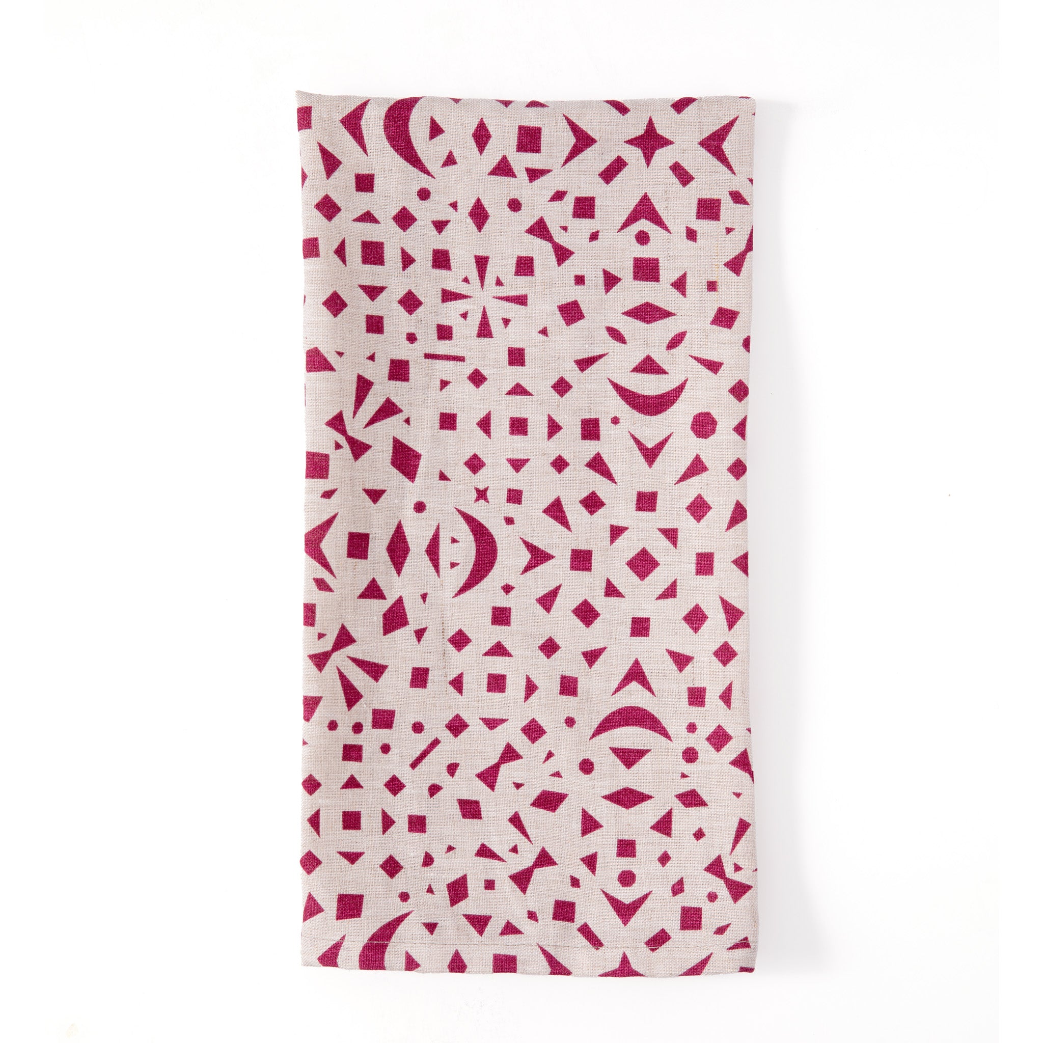 Snowflakes Tea Towel in Carmine on Natural
