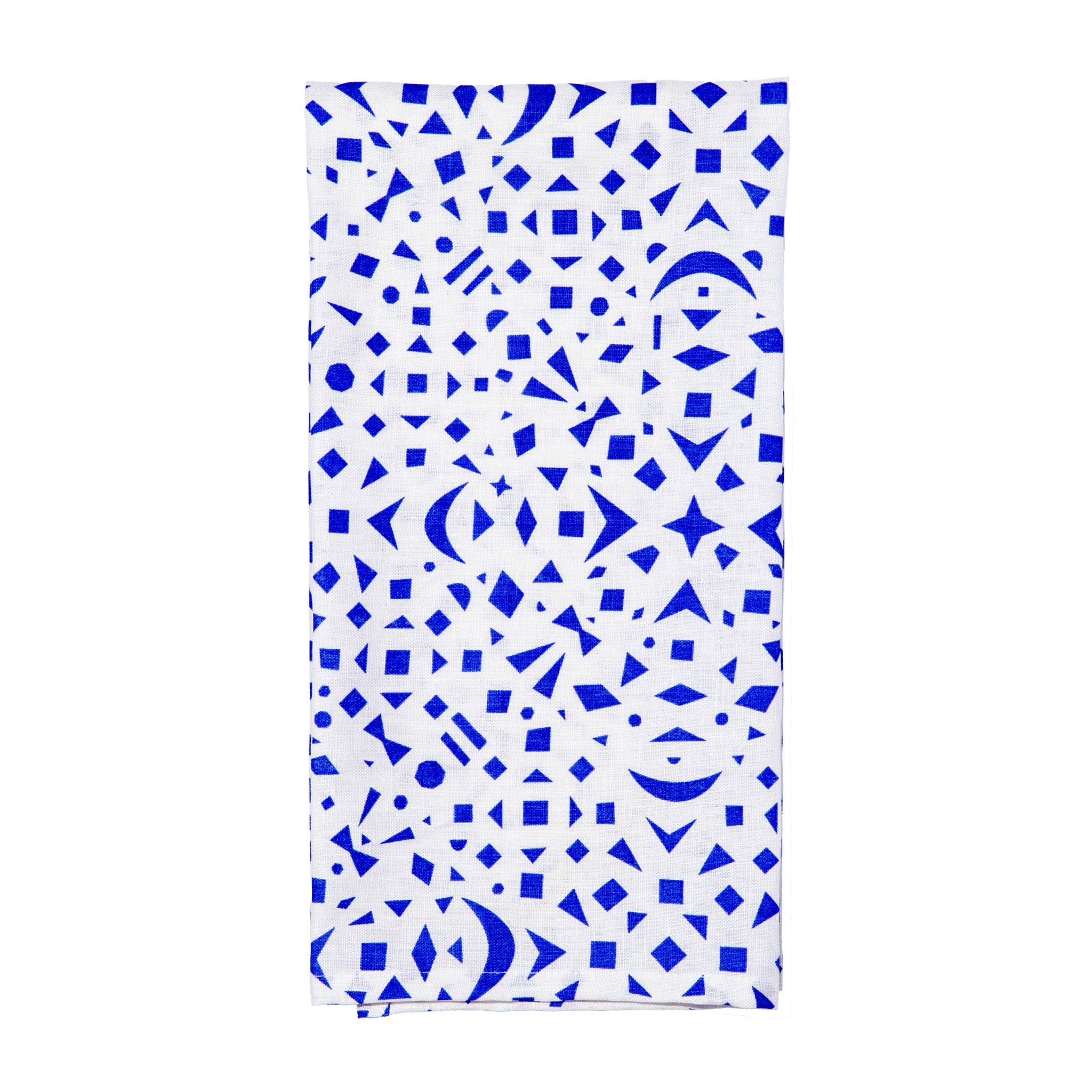 Cobalt Blue Snowflakes Linen Tea Towel