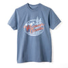 Blue t-shirt with 'Vancouver Canada' graphic on a white background