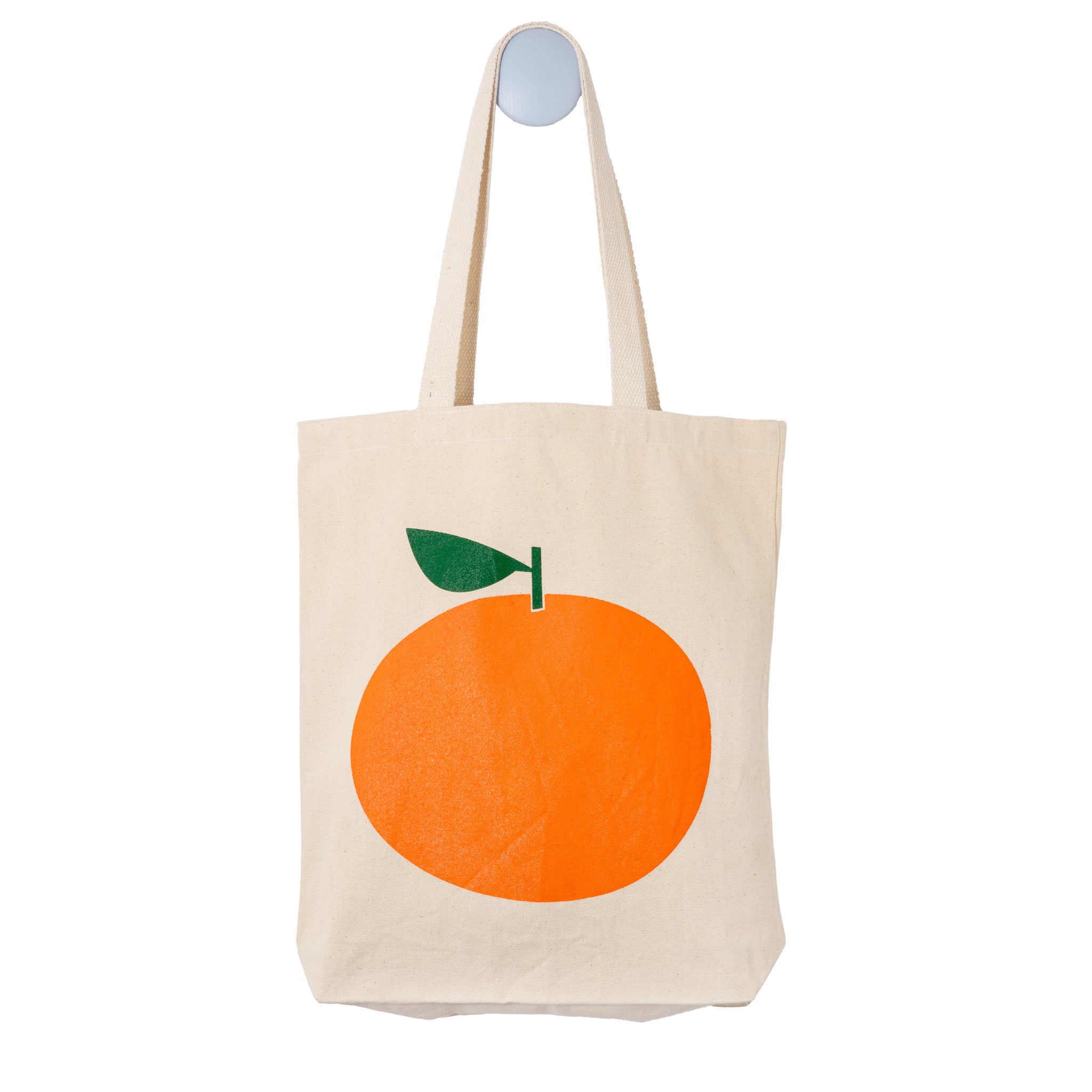 Orange screen printed onto a tote bag