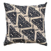 Charcoal Black Moths on Natural 100% Linen Pillow Cover