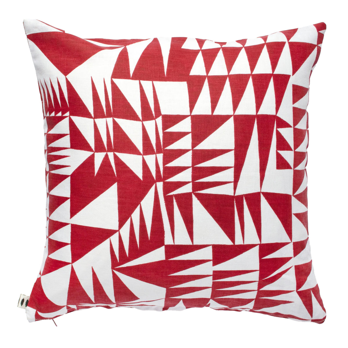 Red Triangles Linen Pillow Cover
