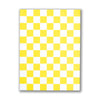 Checkered patterned notepad with yellow and white squares on a white background