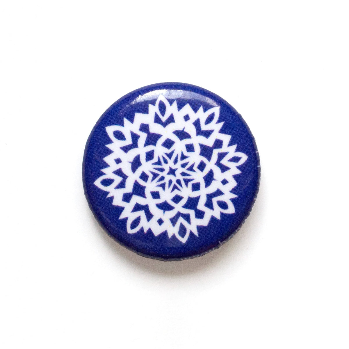 Blue and White Snowflake 1" Button