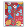 Red Vintage Floral Birthday Card