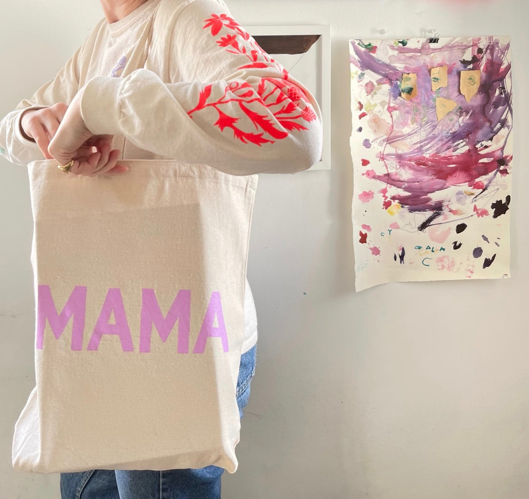 Mama Tote Bag in lilac pink on cotton