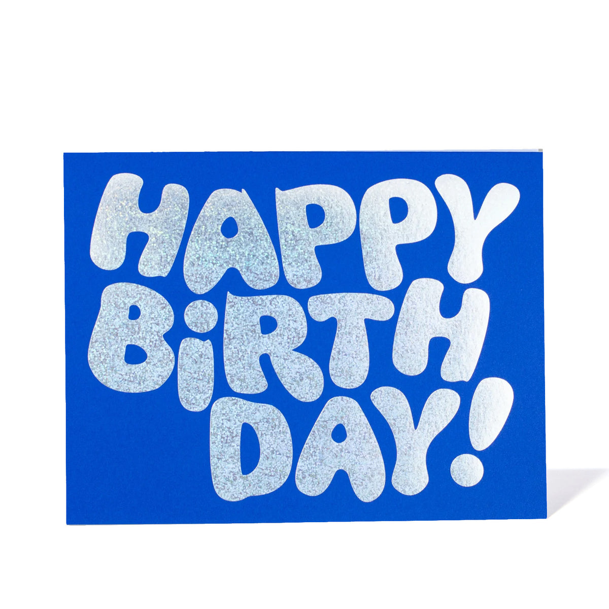 Glitter Foil on Blue Happy Birthday Note Card
