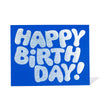 Glitter Foil on Blue Happy Birthday Note Card