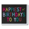 Colorful birthday card with text on a black background