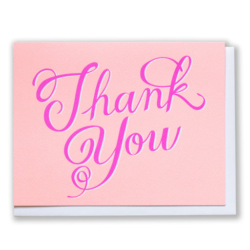 neon purple and peach Thank You card