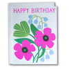 Greeting card with floral design and 'Happy Birthday' text on a white background