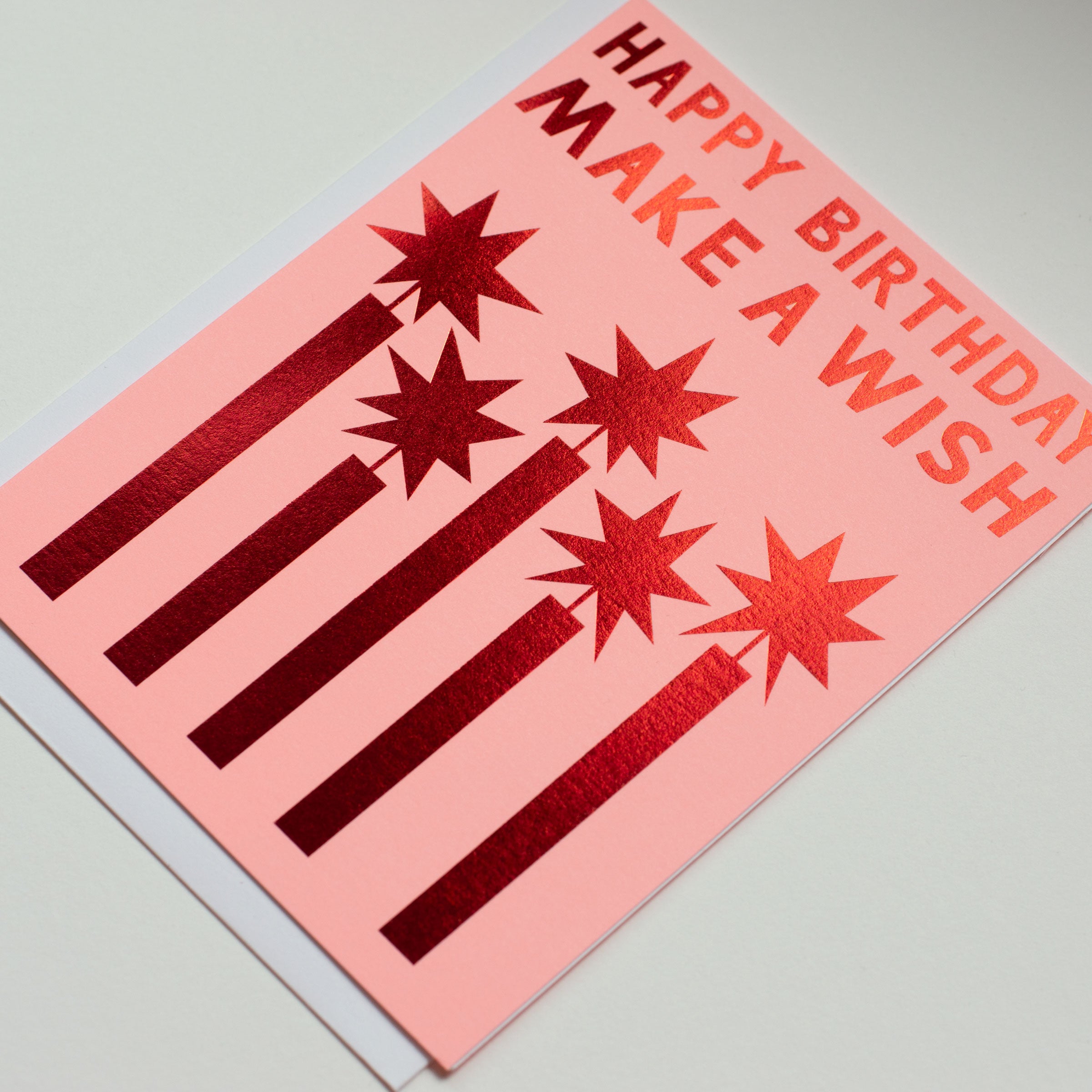 Red Foil Happy Birthday Make a Wish Note Card