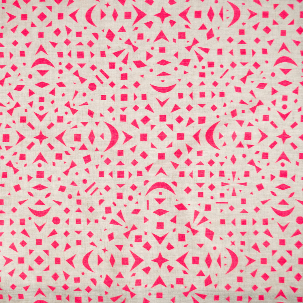 Neon Pink Snowflakes 100% Linen Tea Towel