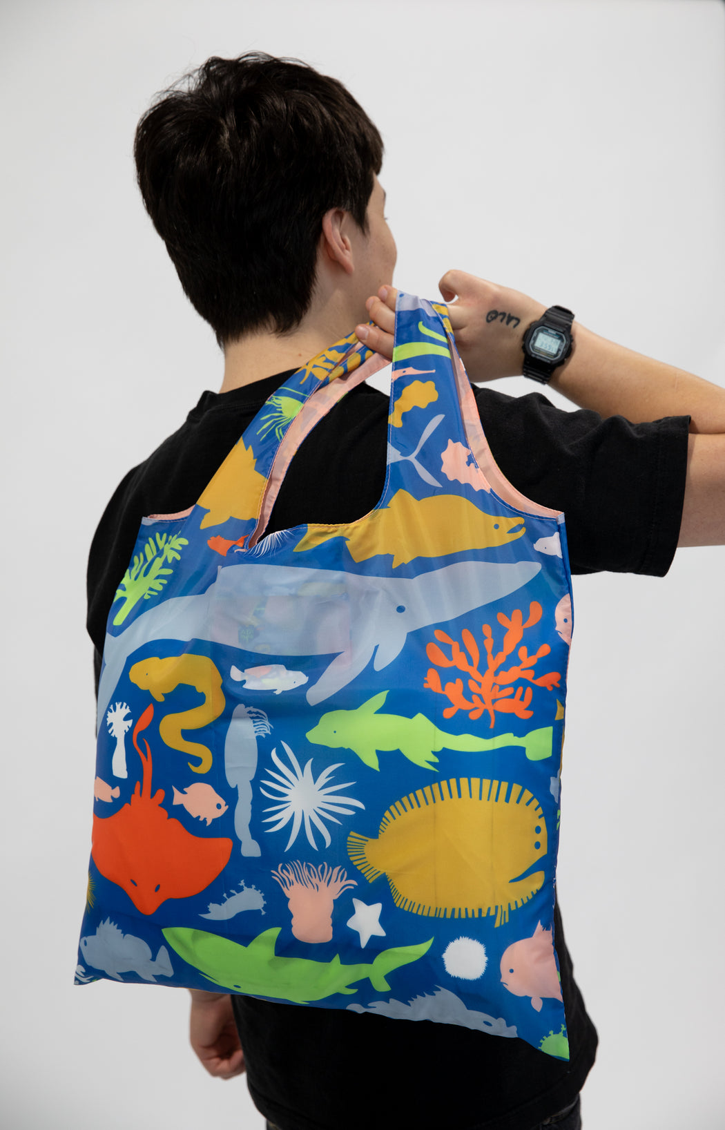 Art Sack - Reusable Grocery Bag featuring Cool Fish