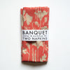 all natural linen napkins reverse printed with dusty red California poppies