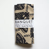 Navy Black Moths on natural linen napkins pack of two
