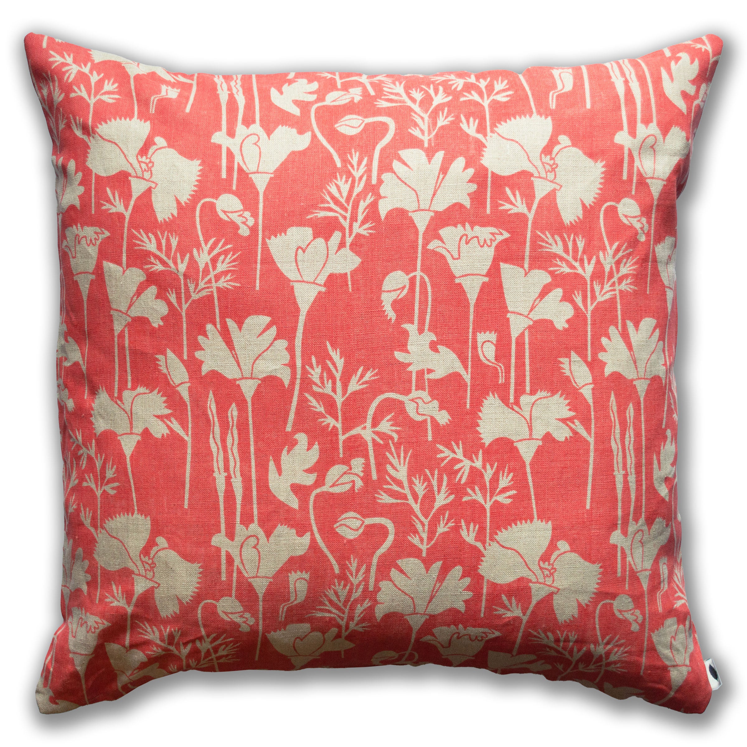 Tomato Soup California Poppies 100% Linen Pillow Cover