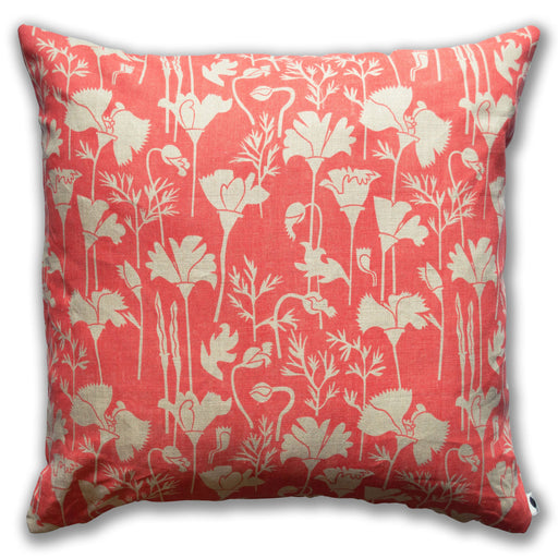 Tomato Soup California Poppies 100% Linen Pillow Cover