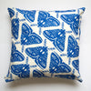 Electric Blue Moths 100% Linen Pillow Cover
