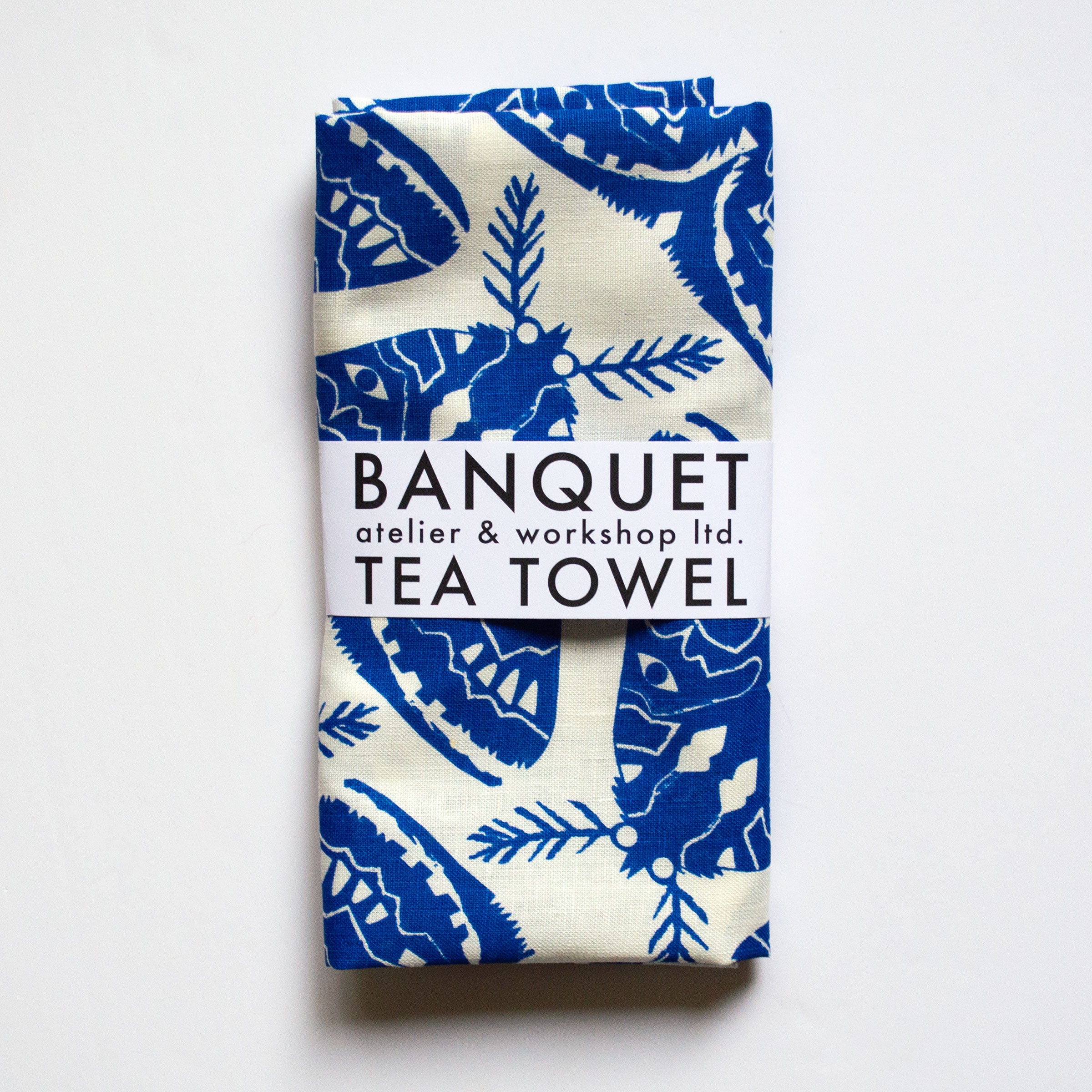 Electric Blue Moths Tea Towel