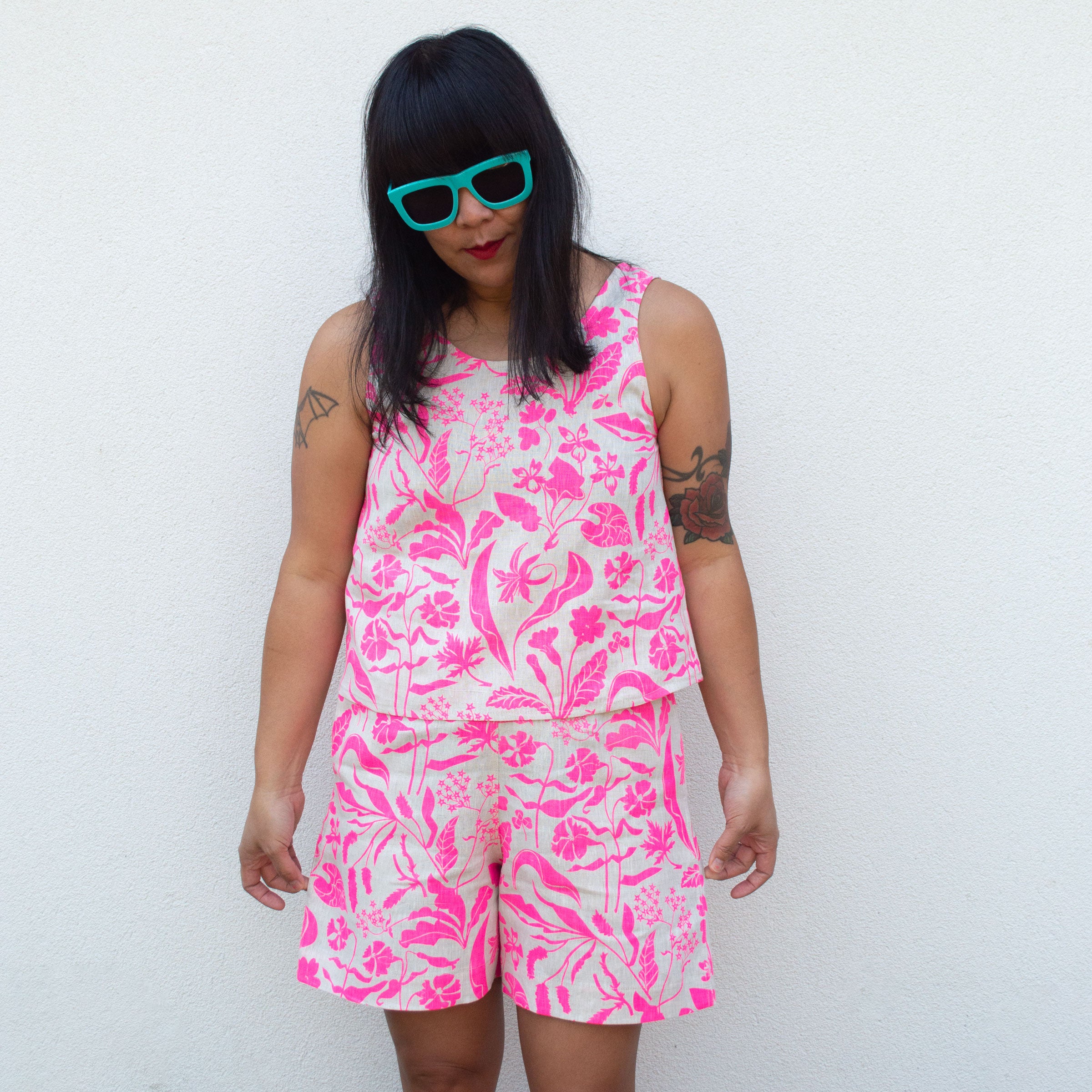 Frankie Tank in Neon Pink Wildflowers