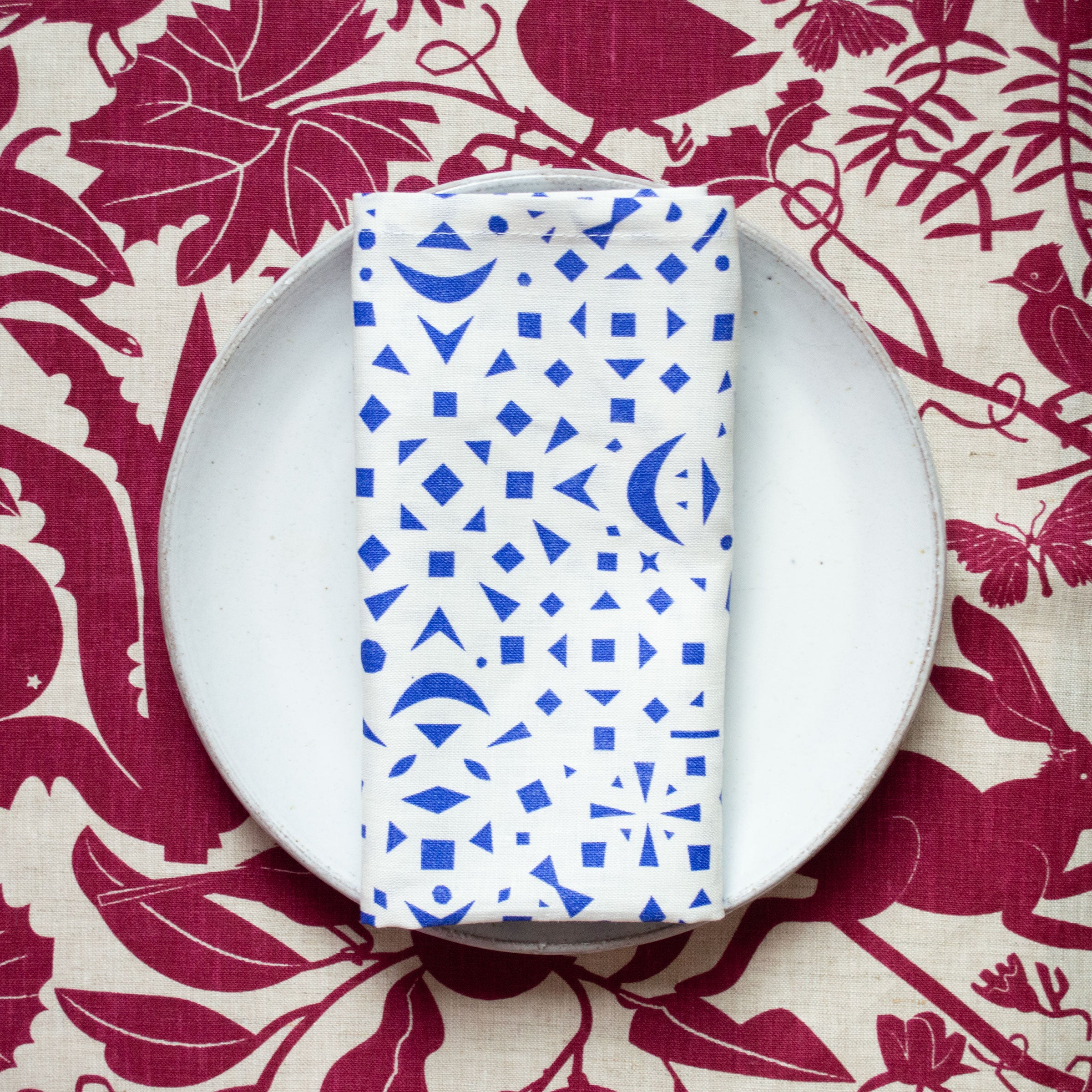 Cobalt Blue Snowflakes All-Linen Napkins