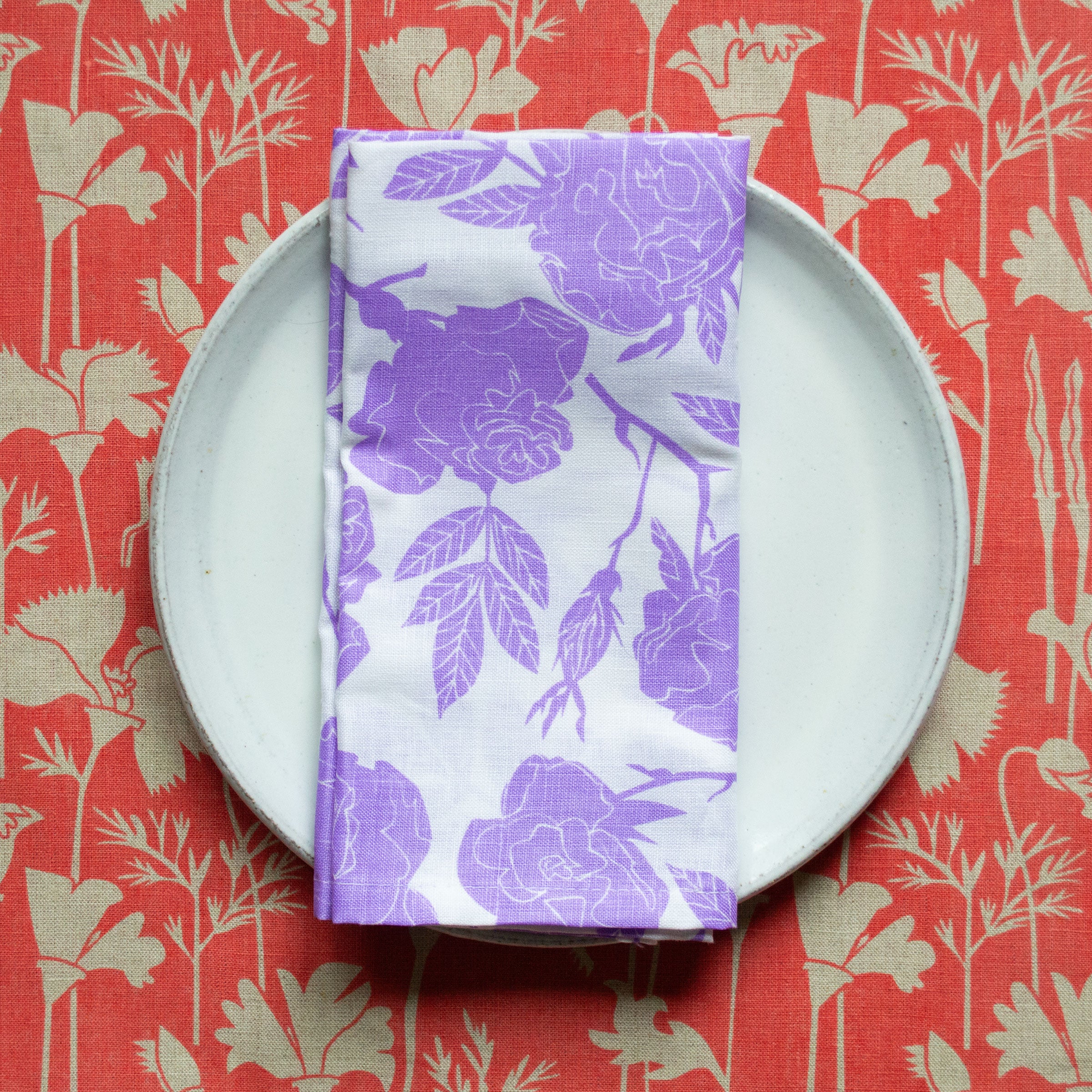 Poppies Linen Napkins in Tomato Soup on Natural