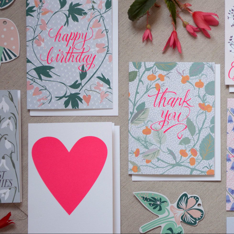 Neon Pink Heart Card