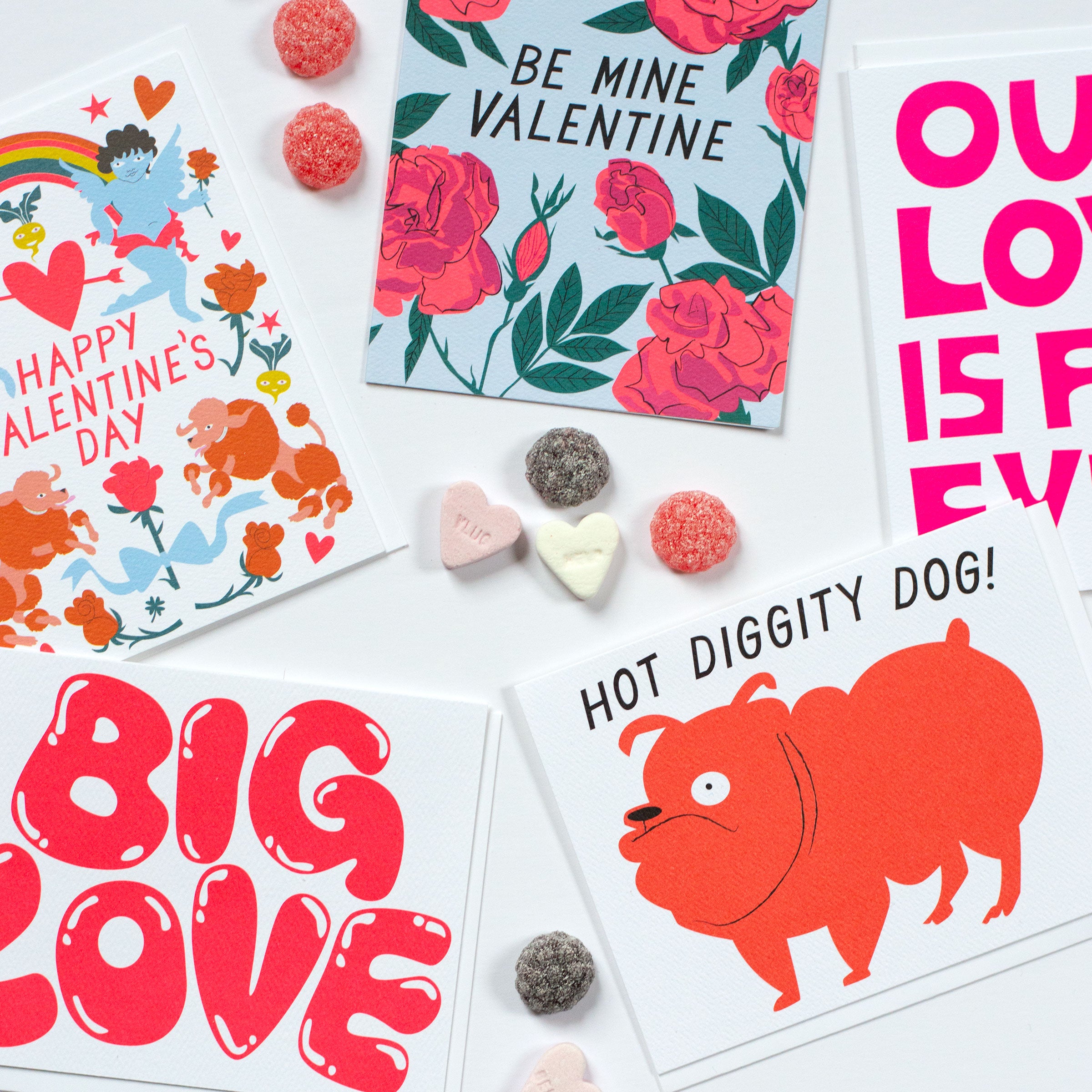 Valentine's Poodles & Cherubs Note Card