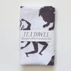 Linen Tea Towel - screen printed ancients - Chocolate brown on White