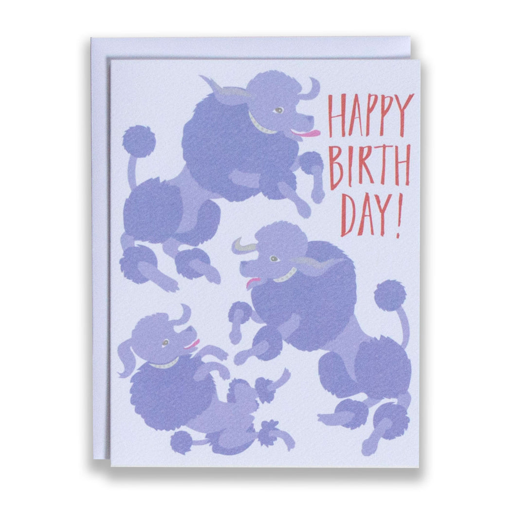 Happy Birthday Note Card/poodles/violet poodle