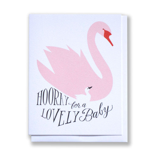 mama and baby swan note card for a baby shower or to celebrate a new arrival