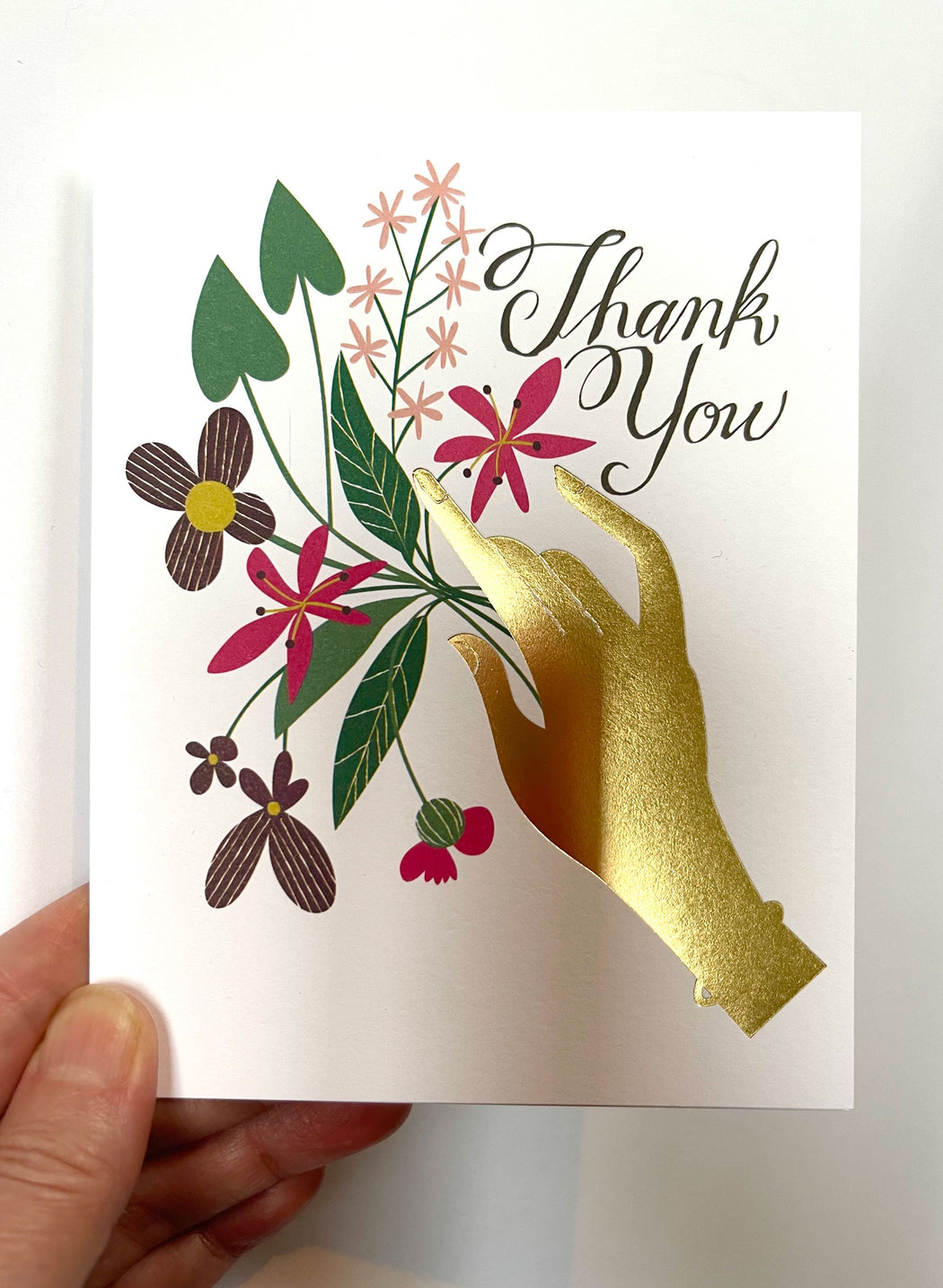 Floral Bouquet Thank You with gold foil