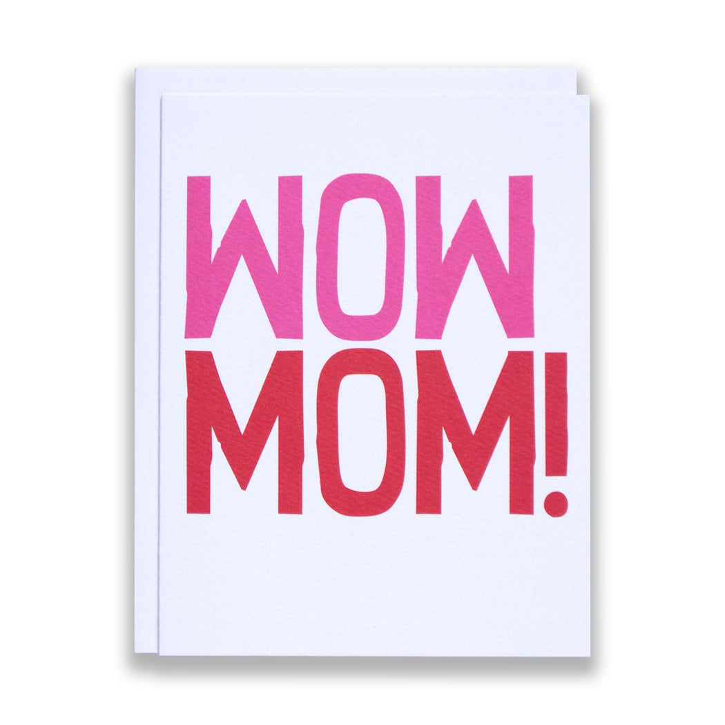 wow mom/mother's day cards/card for mom/pink and red
