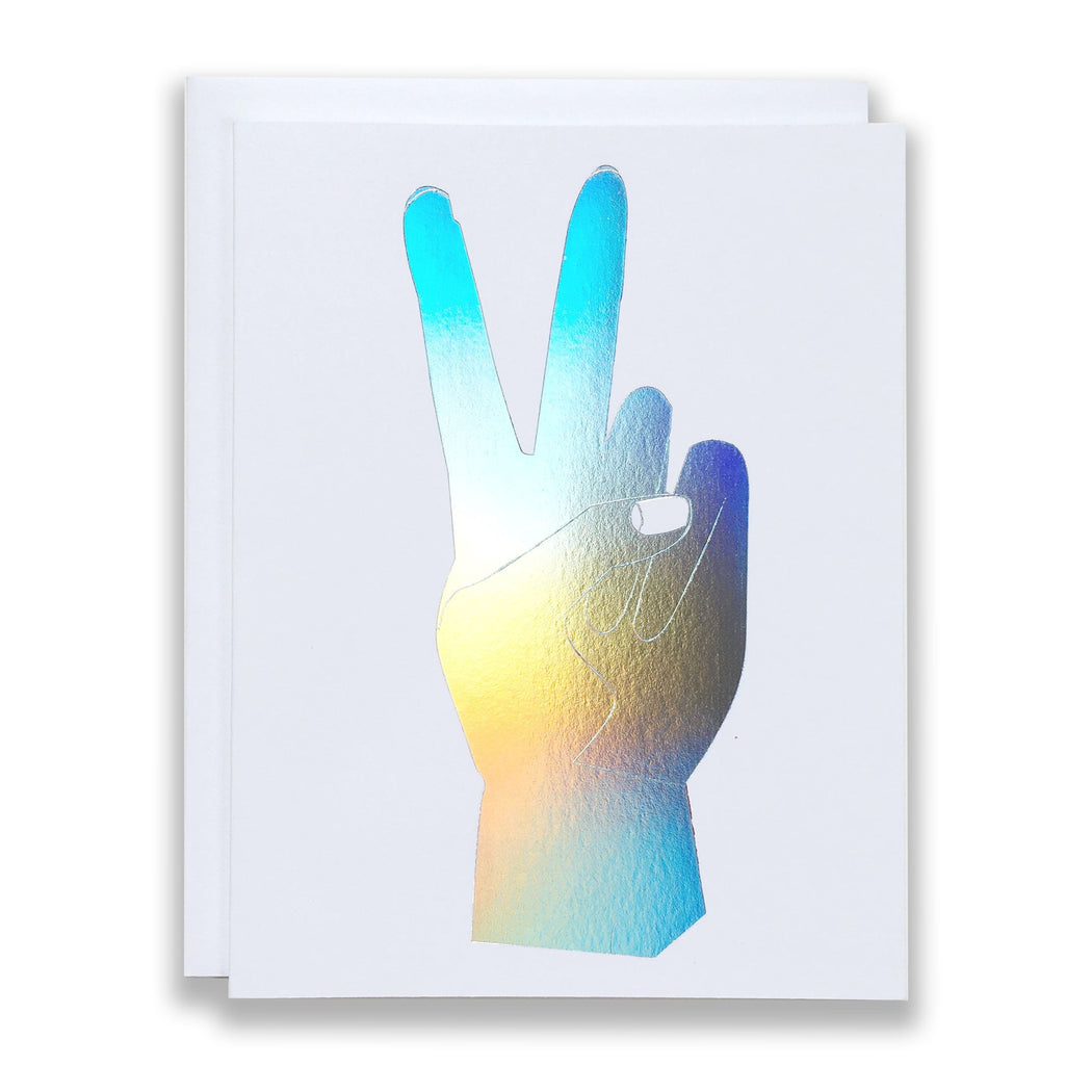 Peace Hand Hologram Note Card