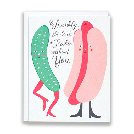 hot dog card/hot dog and pickle/hot dog pun/franks