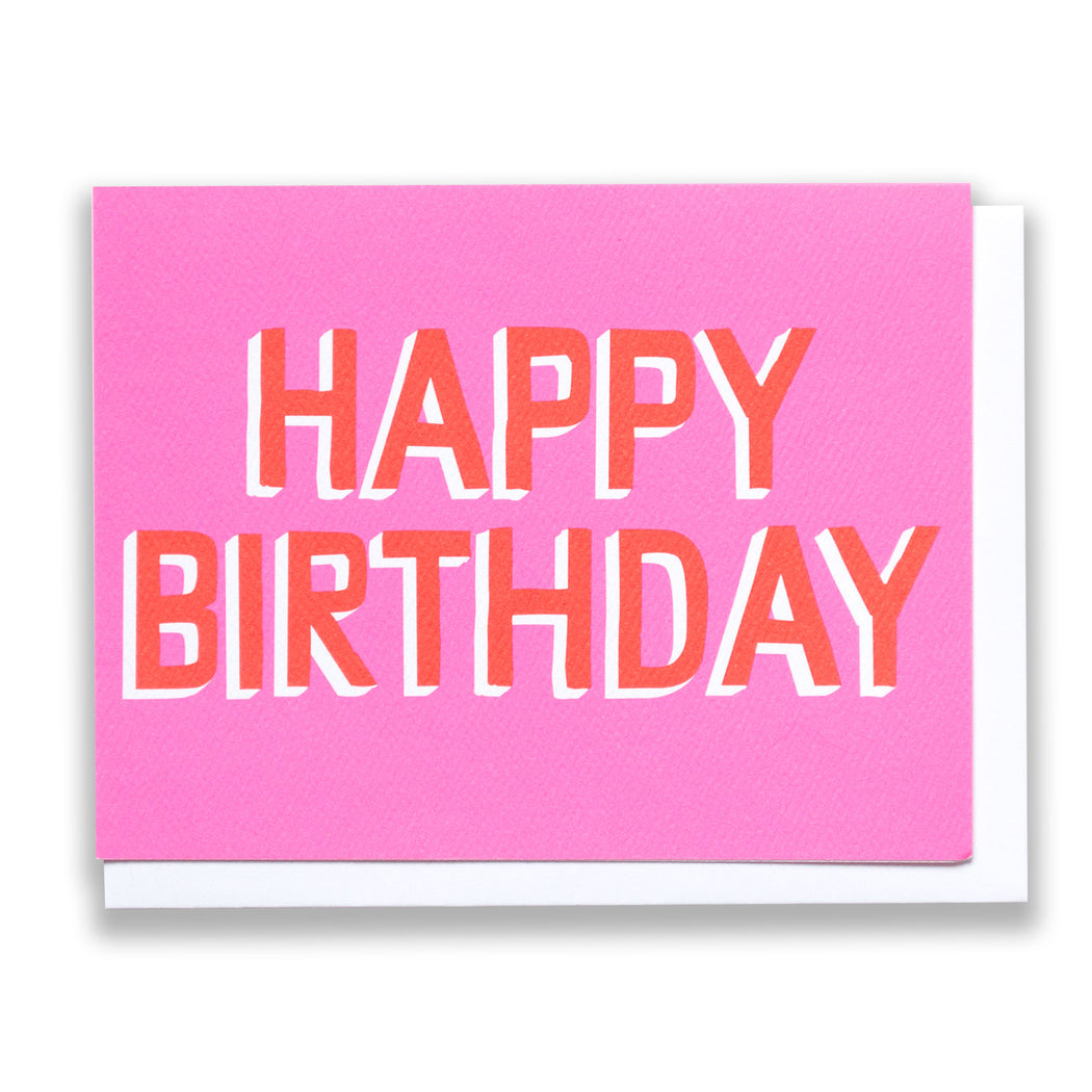 pink and red/birthday card/happy birthday/block letters