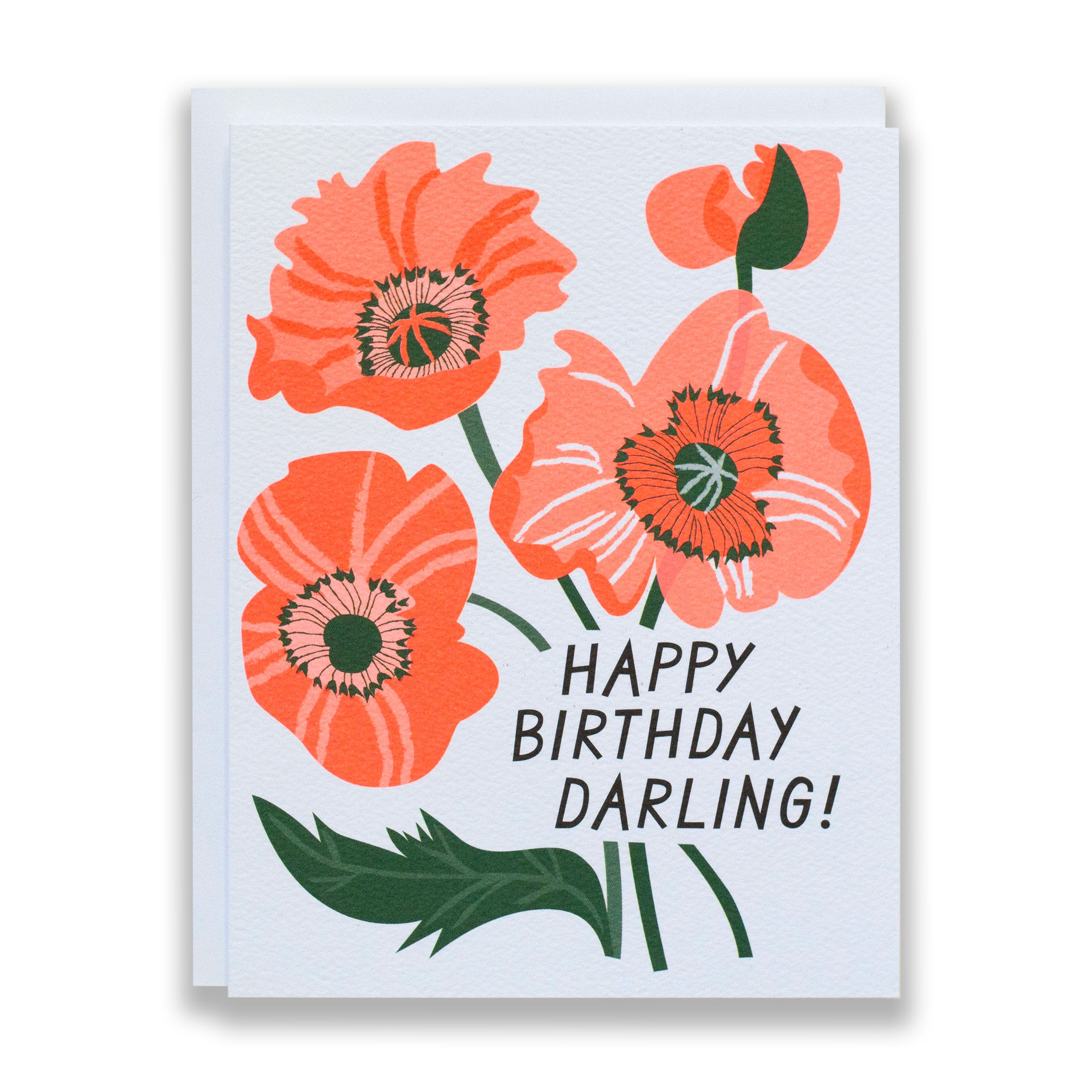 neon orange poppies on a happy birthday darling